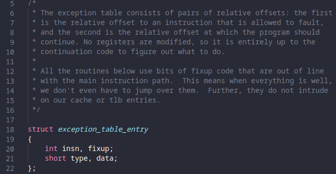 Exception Table Entry